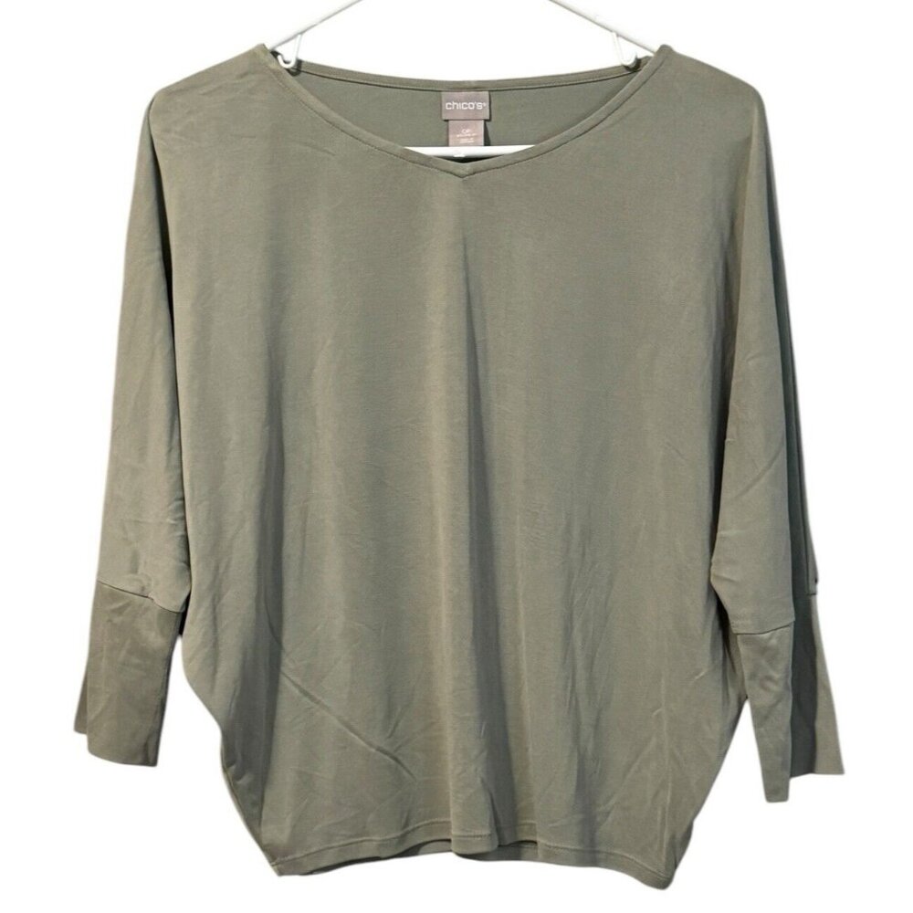 Chico's Size Small Women's Blouse Green Lightweight Career Modern Office City